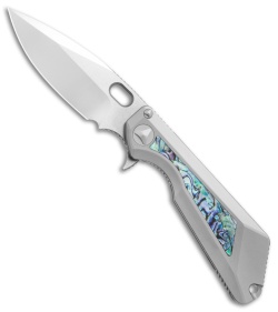 Marfione / Strider Custom MSG-3.5 Flipper Knife Abalone Inlay (3.5"  Mirror) 