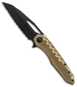 Microtech Sigil MK6 Frame Lock Knife Brass/Black (3.75" DLC Full Serr)