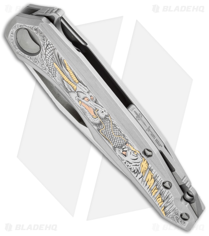 Marfione Custom Sigil Flipper Knife Dragon/Tiger Motif SS (Mirror Polish) 2015
