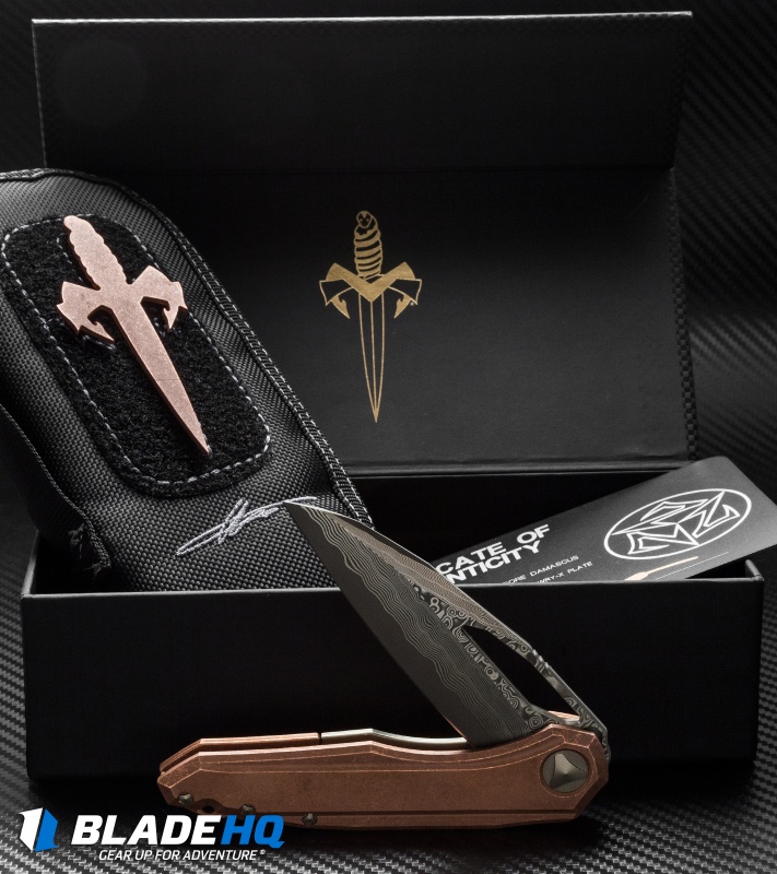 Marfione Custom Knives Sigil Flipper Knife Titanium (3.5" Damascus)