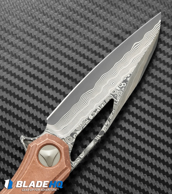 Marfione Custom Knives Sigil Flipper Knife Titanium (3.5" Damascus)