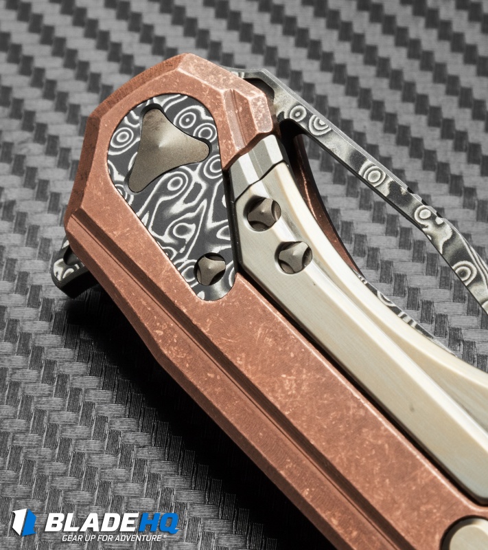 Marfione Custom Knives Sigil Flipper Knife Titanium (3.5" Damascus)