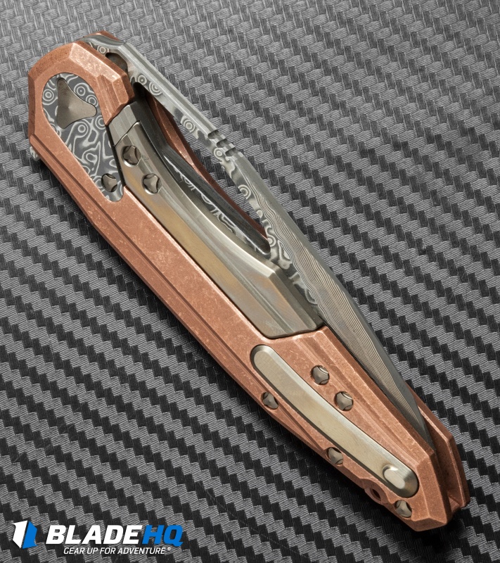 Marfione Custom Knives Sigil Flipper Knife Titanium (3.5" Damascus)