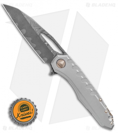 Marfione Custom Knives Sigil Flipper Knife Titanium (3.5" Damascus)