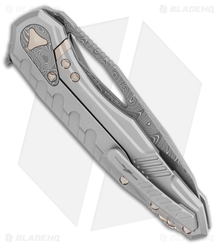 Marfione Custom Knives Sigil Flipper Knife Titanium (3.5" Damascus)