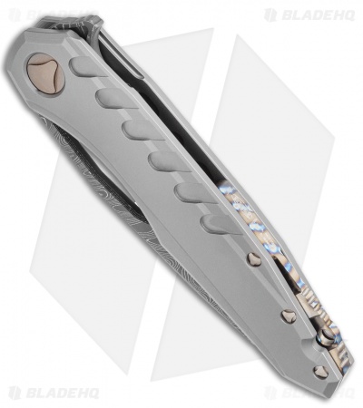 Marfione Custom Knives Sigil Flipper Knife Titanium (3.5" Damascus)