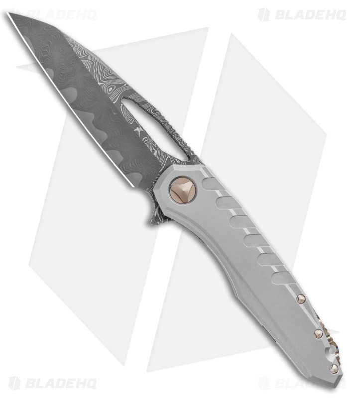 Marfione Custom Knives Sigil Flipper Knife Titanium (3.5" Damascus)
