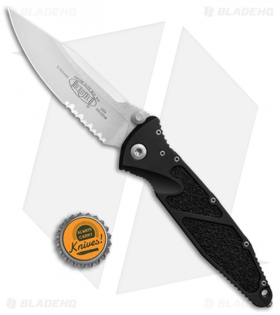 Microtech Socom Elite Manual Knife Black (4" Stonewash Serr) 160-11