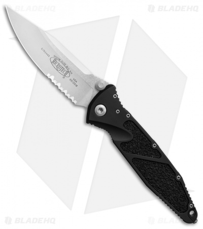 Microtech Socom Elite Manual Knife Black (4" Stonewash Serr) 160-11
