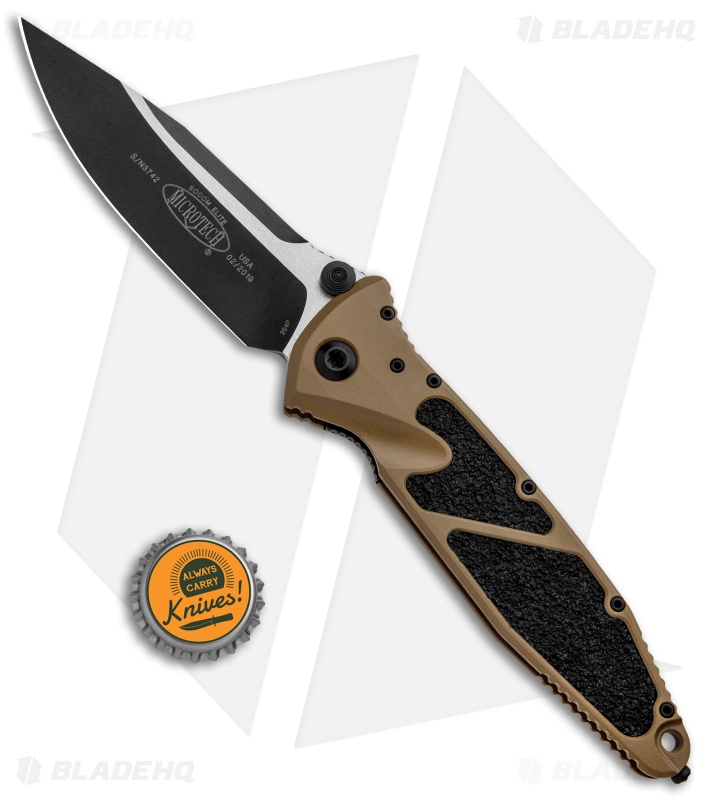 Microtech Socom Elite - Manual Knife | Tan + Black | Blade HQ Microtech Socom Elite - Manual Knife | Tan + Black | Blade HQ