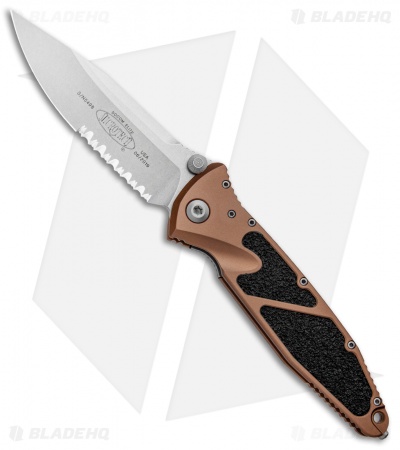 Microtech Socom Elite Manual Knife Tan (4" Stonewash Serr) 160-11TA