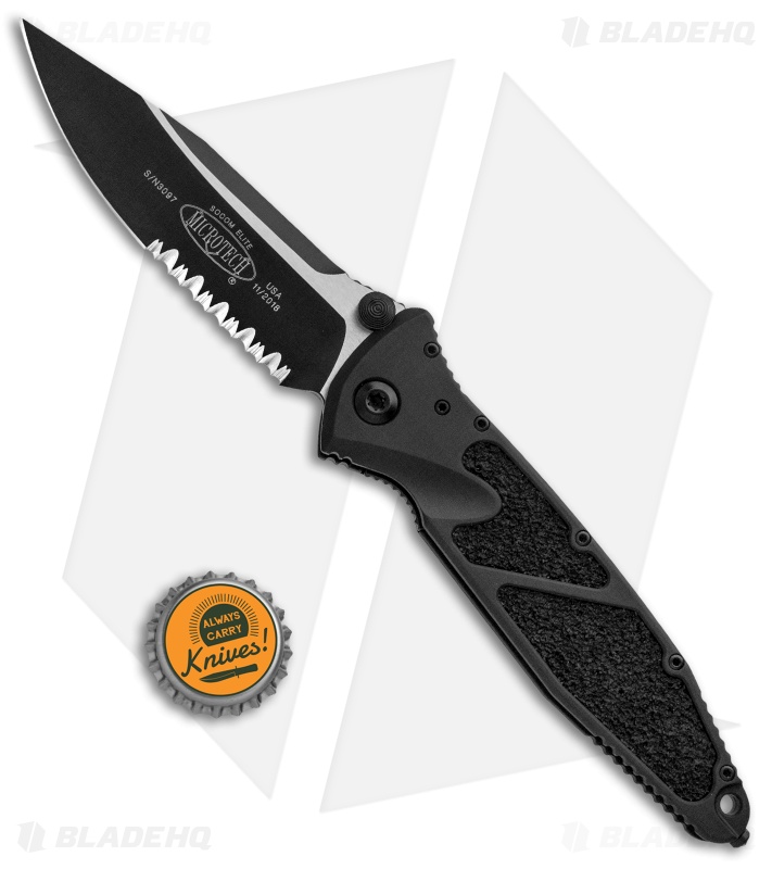 Microtech Socom Elite S/E Manual Knife Black (4" Black Serrated) 160-2T