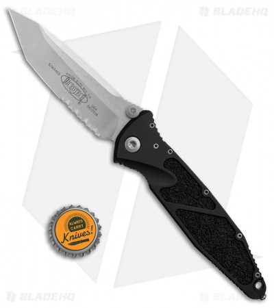 Microtech Socom Elite Tanto Manual Knife Black (4" Stonewash Serr) 161-11