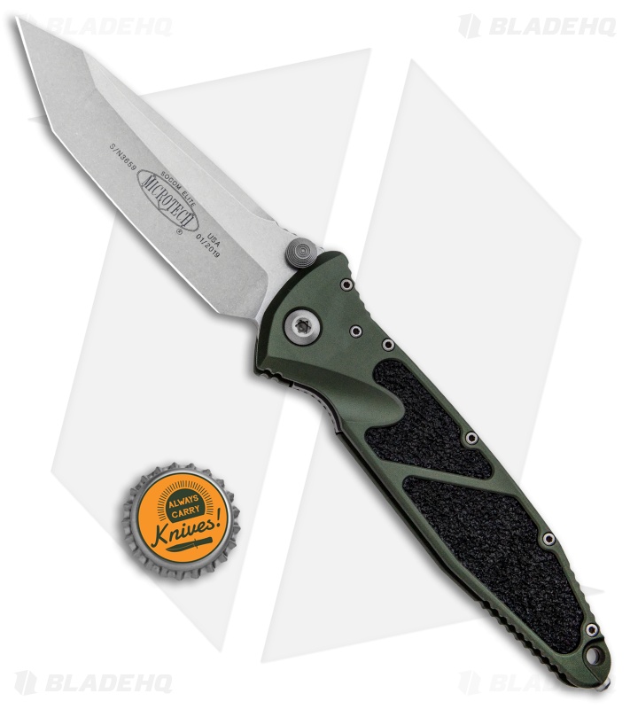 Microtech Socom Elite Tanto Manual Knife OD Green (4" Stonewash) 161-10OD