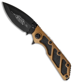 Microtech DOC Flipper Knife Tan Aluminum (3.75" Black Plain) 153-1TA