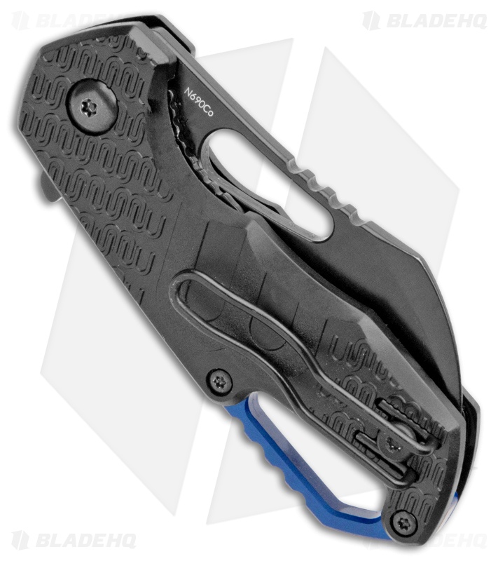 MKM Voxnaes Isonzo Hawkbill Liner Lock Knife Black FRN (2.25" Black Full Serr)