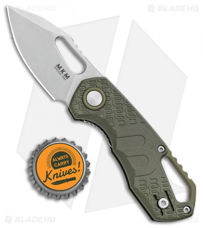 MKM Voxnaes Isonzo Clip Point Liner Lock Knife Green FRN (2.25" Stonewash)