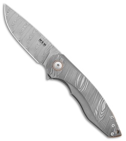 MKM Voxnaes Timavo Liner Lock Knife 3D Sandblast Ti (2.87" Damasteel)