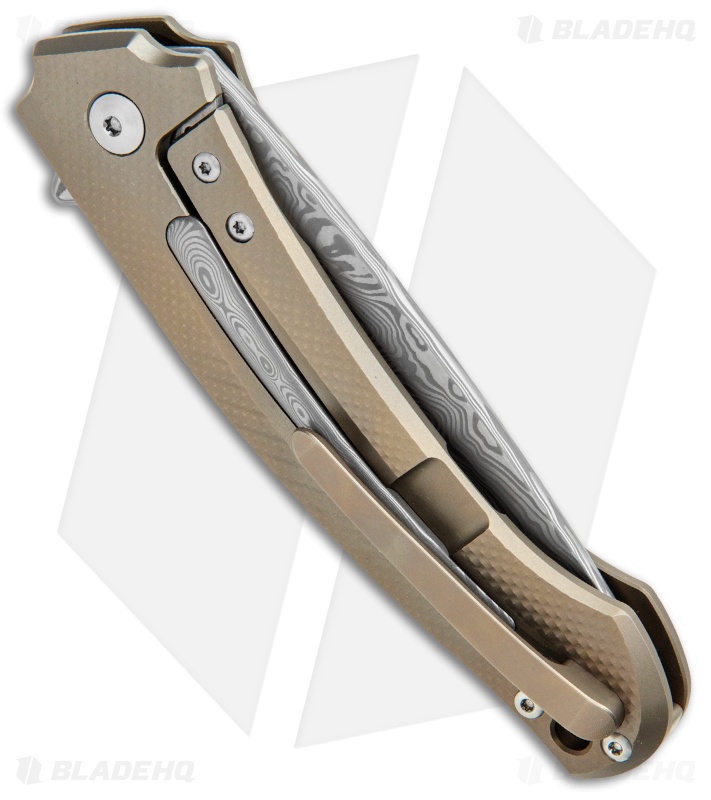 MKM Burnley Arvenis Frame Lock Flipper Knife Bronze Titanium (3.35" Damasteel)