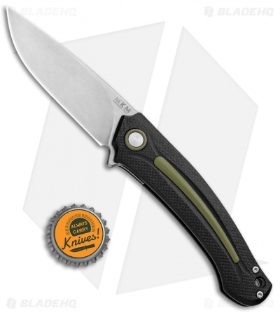 MKM Burnley Arvenis Liner Lock Flipper Knife Black G-10/Green Al (3.35" Satin)