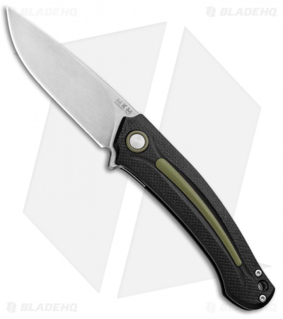 MKM Burnley Arvenis Liner Lock Flipper Knife Black G-10/Green Al (3.35" Satin)