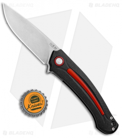 MKM Burnley Arvenis Liner Lock Flipper Knife Black G-10/Red Al (3.35" Satin)