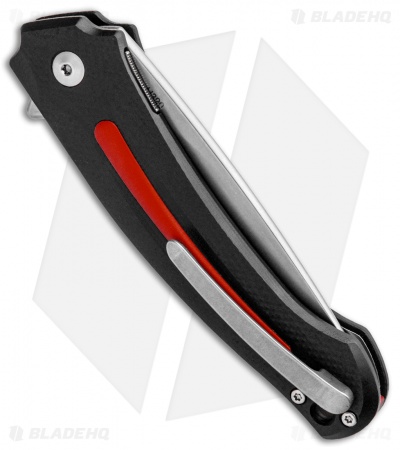 MKM Burnley Arvenis Liner Lock Flipper Knife Black G-10/Red Al (3.35" Satin)