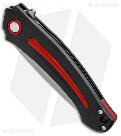 MKM Burnley Arvenis Liner Lock Flipper Knife Black G-10/Red Al (3.35" Satin)