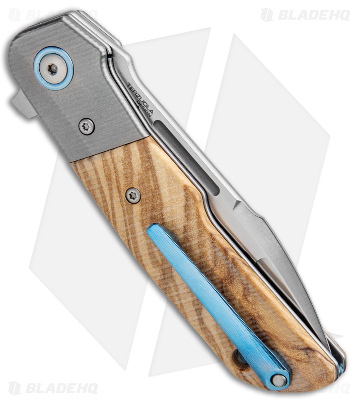 MKM Terzuola Clap Liner Lock Knife Olive Wood/Ti Bolster (3" Satin) LS01-OT