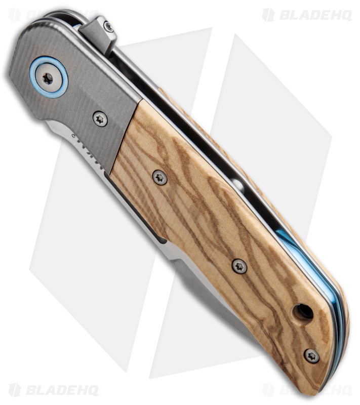 MKM Terzuola Clap Liner Lock Knife Olive Wood/Ti Bolster (3" Satin) LS01-OT
