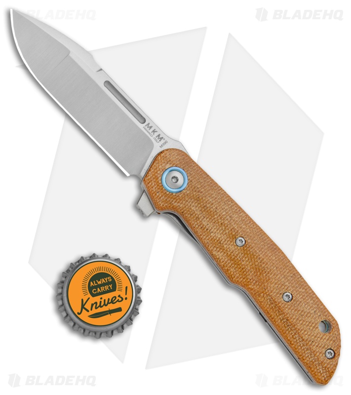 MKM Terzuola Clap Liner Lock Knife Natural Canvas Micarta (3" Satin) LS01-NC