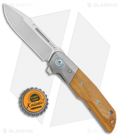 MKM Terzuola Clap Liner Lock Knife Natural Micarta/Ti Bolster (3" Satin)