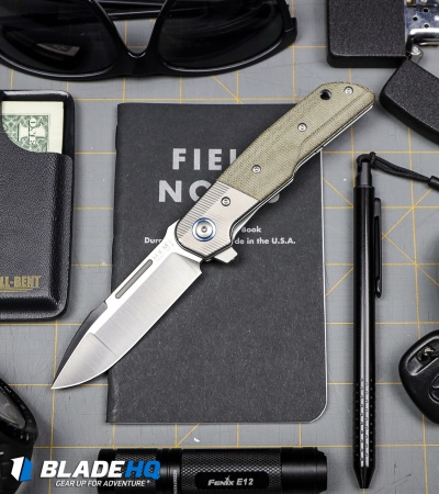 MKM Terzuola Clap Liner Lock Knife Green Micarta/Ti Bolster (3" Satin) LS01-GCT