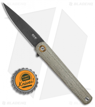 MKM Zieba Flame Drop Point Knife Bronze Ti/Green Micarta (2.87" Black SW)