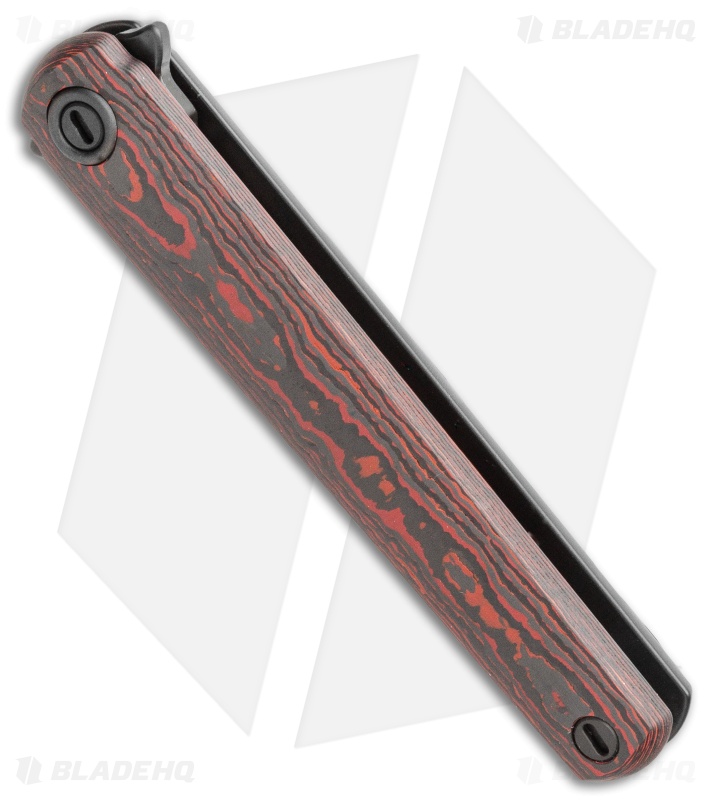 MKM Zieba Flame Dagger Frame Lock Knife Red Lava CF (2.9" Black PVD) FL02-FCLTD