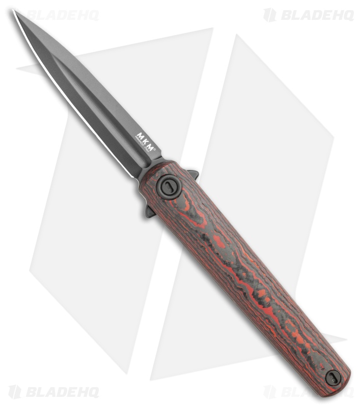 MKM Zieba Flame Dagger Frame Lock Knife Red Lava CF (2.9" Black PVD) FL02-FCLTD