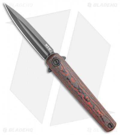 MKM Zieba Flame Dagger Frame Lock Knife Red Lava CF (2.9" Black PVD) FL02-FCLTD