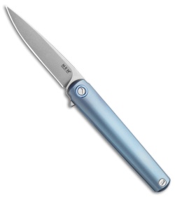 MKM Zieba Flame Drop Point Frame Lock Knife Blue Ti (2.9" Stonewash) FL01-TBSW