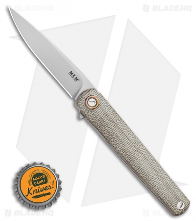 MKM Zieba Flame Drop Point Frame Lock Knife Green Micarta (2.9" Sandblast)