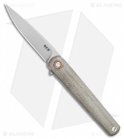 MKM Zieba Flame Drop Point Frame Lock Knife Green Micarta (2.9" Sandblast)