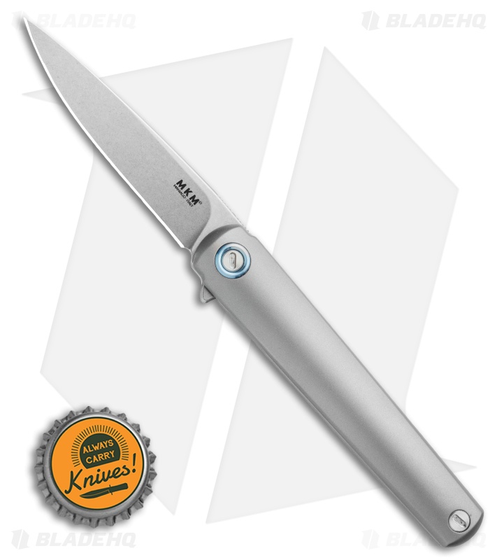 MKM Zieba Flame Drop Point Frame Lock Knife Titanium (2.9" Stonewash) FL01-TSW