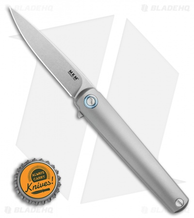 MKM Zieba Flame Drop Point Frame Lock Knife Titanium (2.9" Stonewash) FL01-TSW