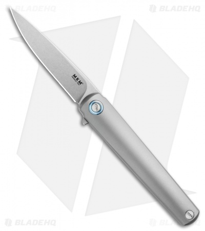 MKM Zieba Flame Drop Point Frame Lock Knife Titanium (2.9" Stonewash) FL01-TSW