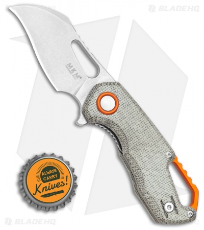 MKM Voxnaes Isonzo Hawkbill Liner Lock Knife Green Micarta (2.25" Stonewash)