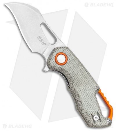 MKM Voxnaes Isonzo Hawkbill Liner Lock Knife Green Micarta (2.25" Stonewash)