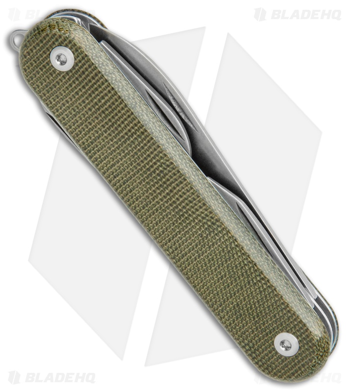 MKM Malga 6 Multi-Tool Knife Green Micarta 7-in-1 MP06-GC