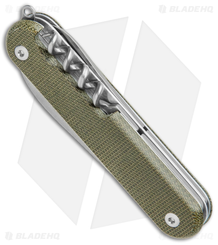 MKM Malga 6 Multi-Tool Knife Green Micarta 7-in-1 MP06-GC