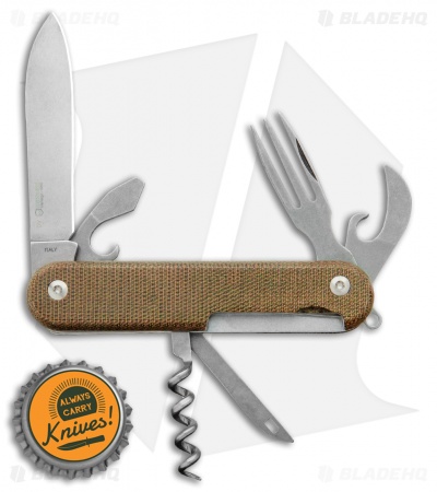 MKM Malga 6 Multi-Tool Knife Natural Micarta 7-in-1 MP06-NC