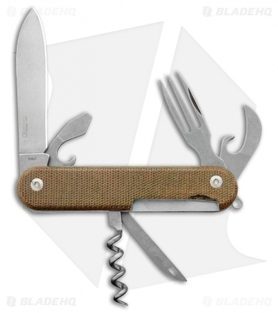 MKM Malga 6 Multi-Tool Knife Natural Micarta 7-in-1 MP06-NC