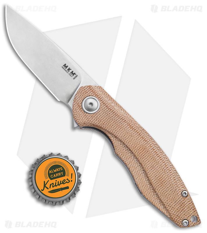 MKM Voxnaes Timavo Liner Lock Knife Natural Canvas  Micarta (2.87" SW)